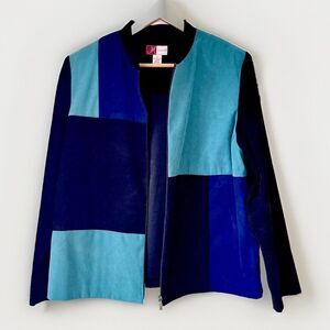Y2K Patchwork Full Zip Up Blazer Jacket Plus Size 16W JM Collection